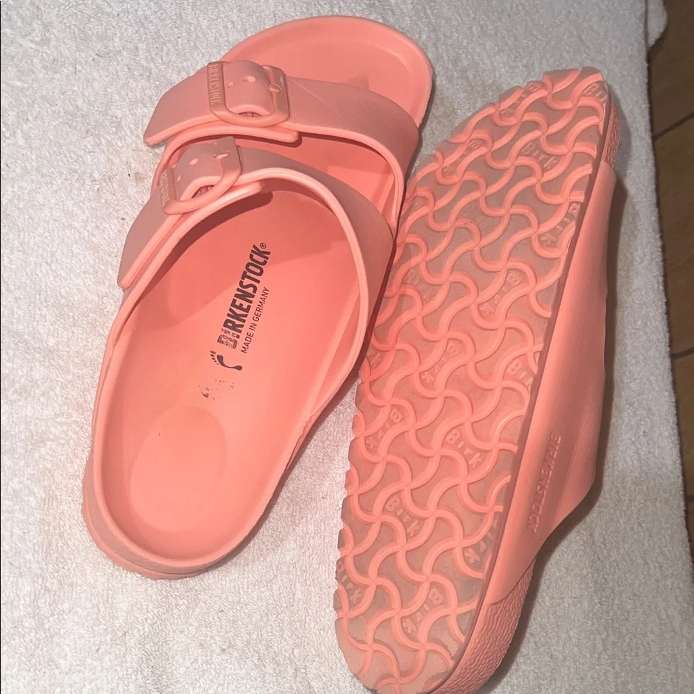 Birkenstock Arizona EVA Coral Pink Double-Strap Sandals - Picture 3 of 4